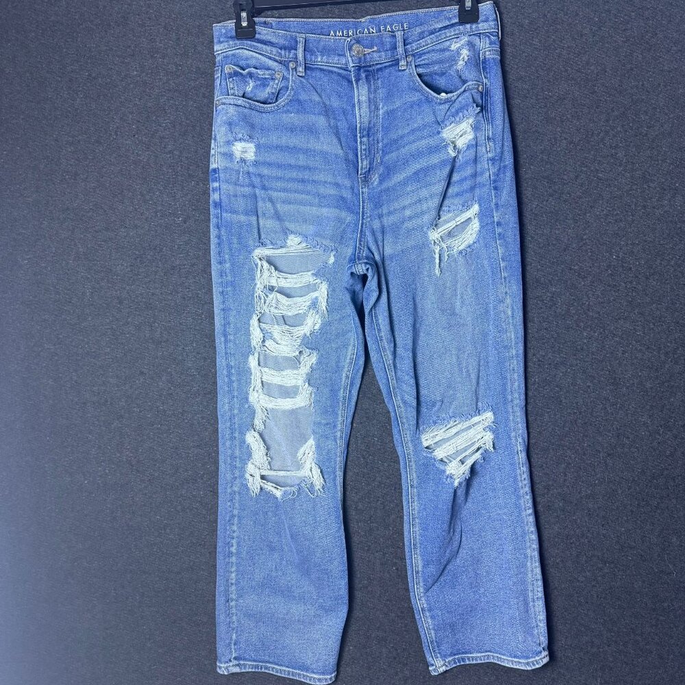 American Eagle Outfitters Distressed Light Blue Boyfriend Jeans